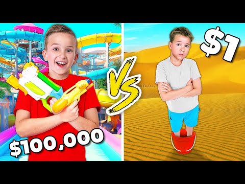 $1 VS $10,000 WATERPARK CHALLENGE!