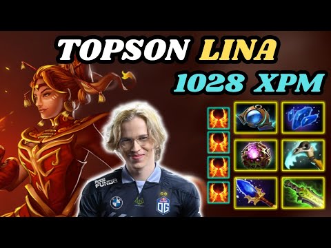 🔥 TOPSON Lina Midlane Highlights 7.34c 🔥 Magic Build By Topson 1028 XPM - Dota 2