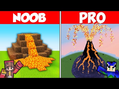 Minecraft NOOB vs PRO: GIANT VOLCANO HOUSE BUILD CHALLENGE 😱 (Hindi)