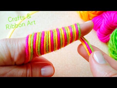 It's so Beautiful 💖🌟 Super Easy Woolen Flower Making Trick with Finger - Hand Embroidery Flowers