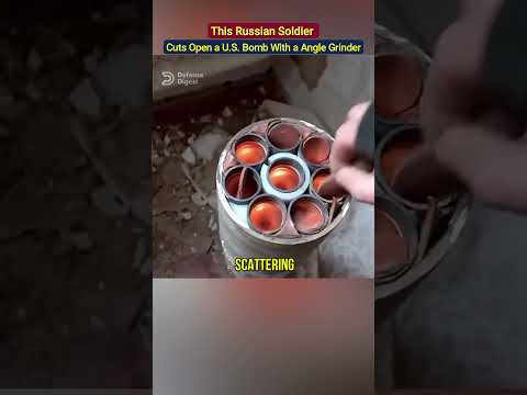 This Russian Soldier Cuts Open a U S  Bomb With a Angle Grinder!