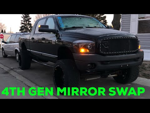 Installing 4th gen mirrors on 3rd gen Dodge Ram. Fully functional puddle light and turn signals