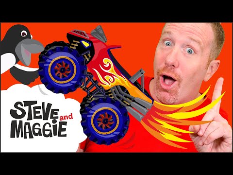 Monster Truck Toys for Kids from Steve and Maggie | Magic Birthday Present + MORE | Wow English TV