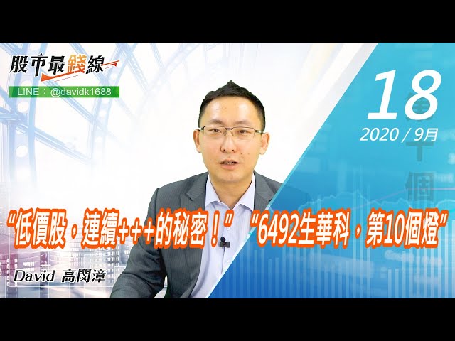 20200918《股市最錢線》#高閔漳，“低價股，連續+++的秘密！”“6492生華科，第10個燈”