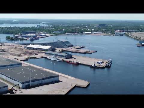 Dji Mini 2 flight looking over the Port of Kotka, Finland on 5.6.2021
