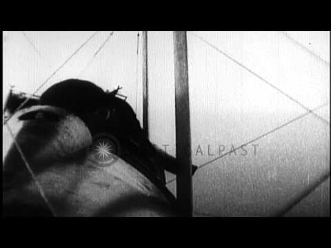 US 148th Aero Squadron planes in formation bomb the German lines at Essoudon in F...HD Stock Footage