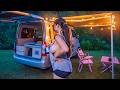 Night In The Mountains Camping Van Adventure ASMR Satisfying 4K