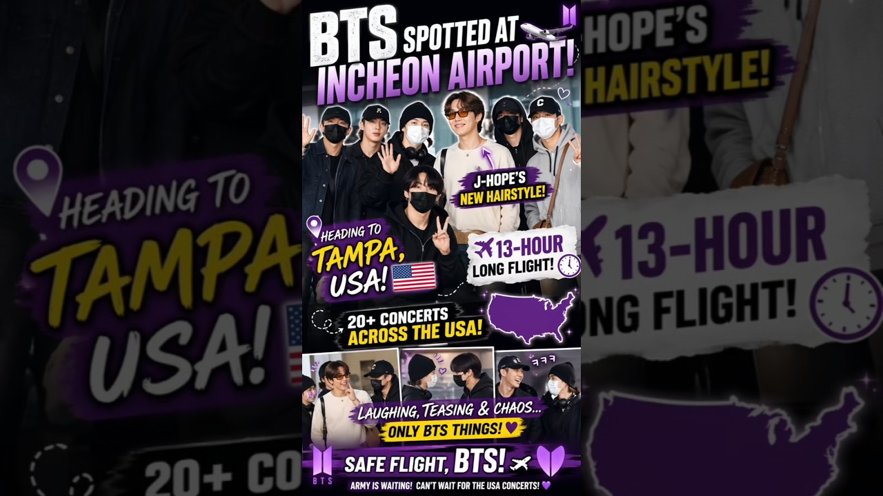 BTS Spotted at Incheon Airport Heading to USA Tour ✈️💜