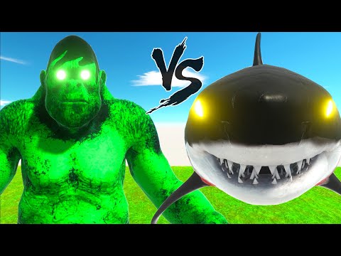 HULK GORO  vs  BATMAN SHARK DEATH FALL - Animal Revolt Battle Simulator