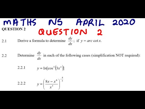 MATHEMATICS N5 DIFFERENTIATION QUESTION 2 APRIL 2020 @mathszoneafricanmotives