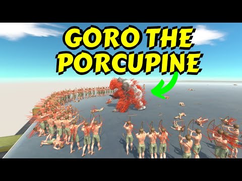 x9999 HP PORCUPINE GORO vs 120 HUMANS with weapons in Animal Revolt Battle Simulator