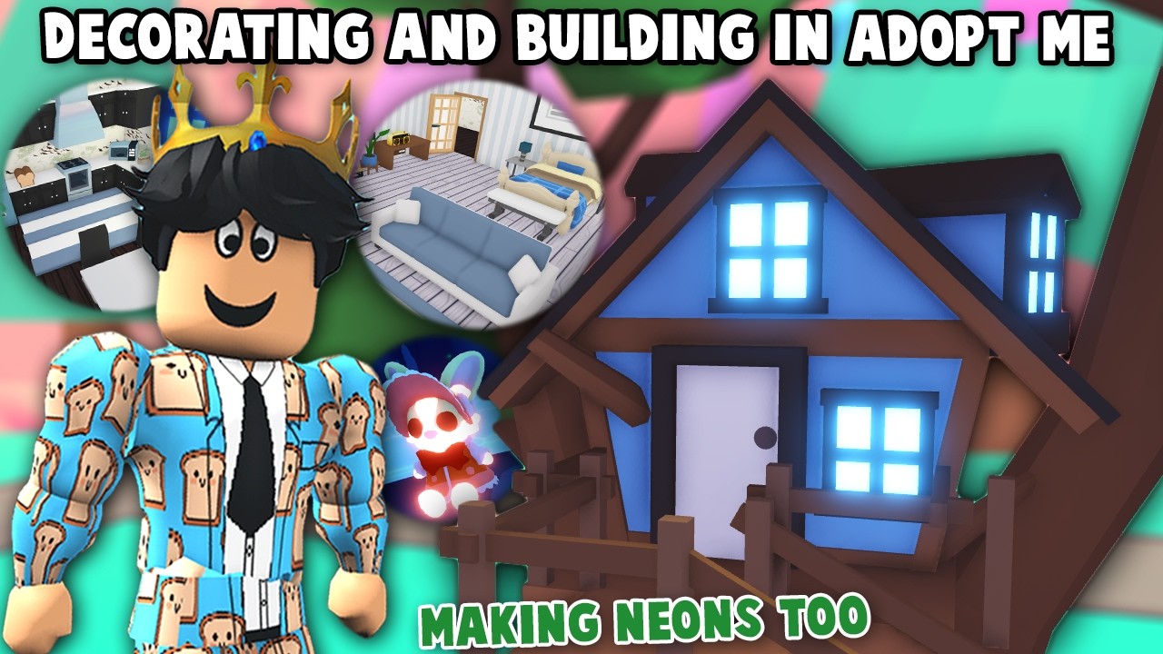 BUILDING and renovating my ADOPT ME HOUSE.. and making neons