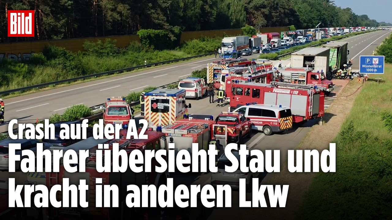 Tödlicher Unfall auf der A2 in Brandenburg: Lkw-Fahrer kracht in anderen Lastkraftwagen