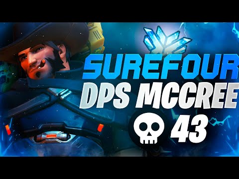 Surefour Hitscan Main - McCree gameplay! 43 elims! [ Overwatch Season 30 Top 500 ]