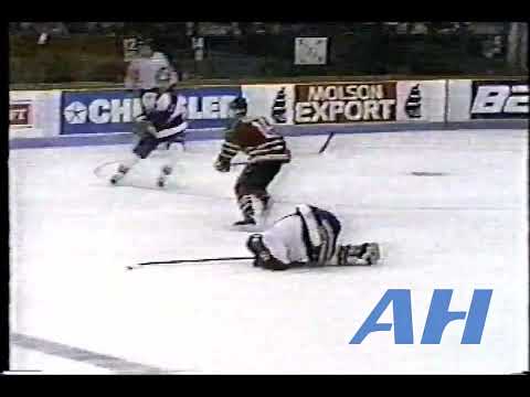 OHL WHL QMJHL Memorial Cup May 15, 1994 Darcy Tucker,KAM v Marc Beaucage,LAV (hit) Kamloops Blazers