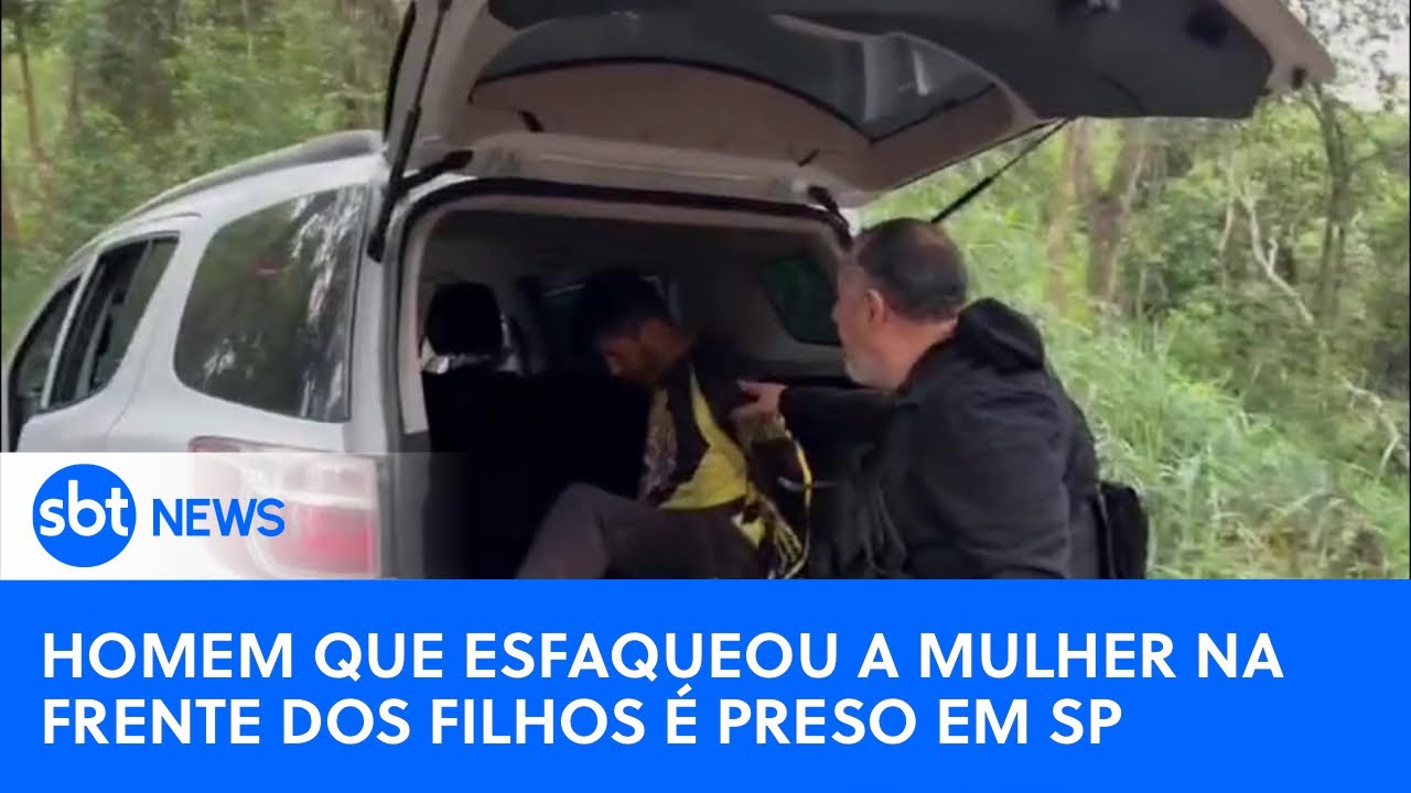 Homem que esfaqueou a mulher na frente dos filhos é preso em SP | #SBTNewsnaTV (31/10/24)