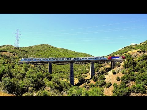 Rare OSE ADtranz 220 014 hauling Siemens Desiro EMU 460 Kifaira Bridge - 05.06.2016
