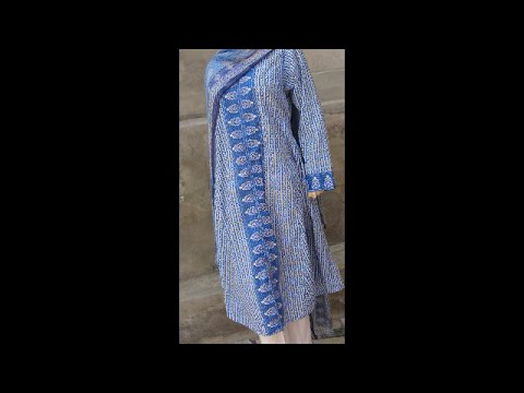 front open princess cut kurti with panels in a shirt piece