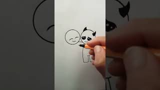 Dibujo diablo y ángel amigos #shorts #art #drawing
