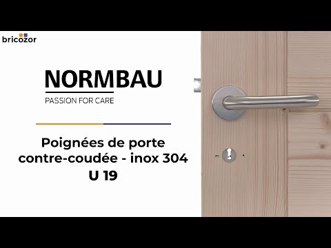 Poignée de porte contre-coudée sur rosace ronde - inox 304 - U 19 NORMBAU