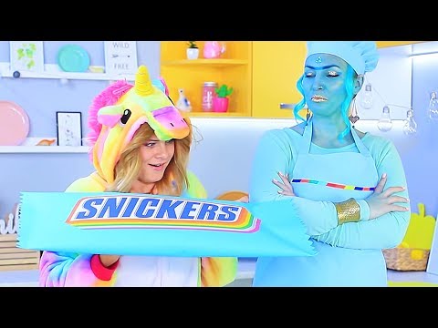 6 XXL Einhorn Süßigkeiten vs Miniatur Süßigkeiten / Erstaunliche Einhorn Dessert Rezepte