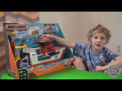 Dez opens the Matchbox on a Mission: Marine Rescue Shark Ship