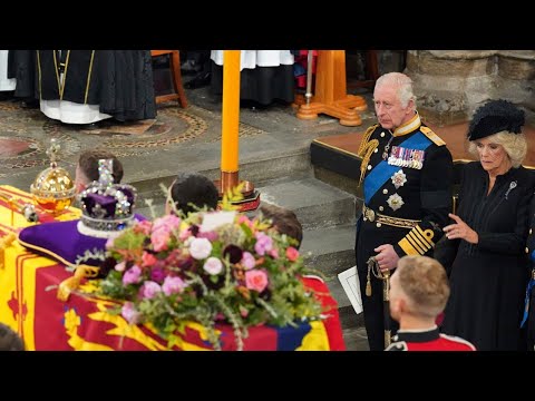 King Charles III overcome with emotion during God Save the King