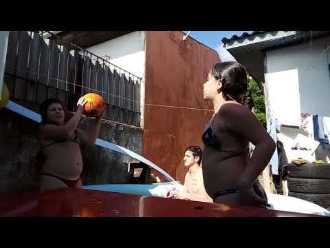 Playing in the pool with my uncle and my friend...            