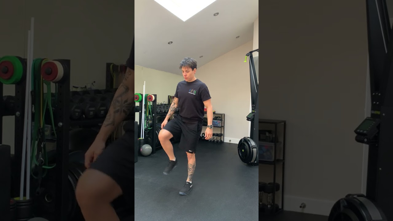Single leg balance with crossover reach to high knee - YouTube