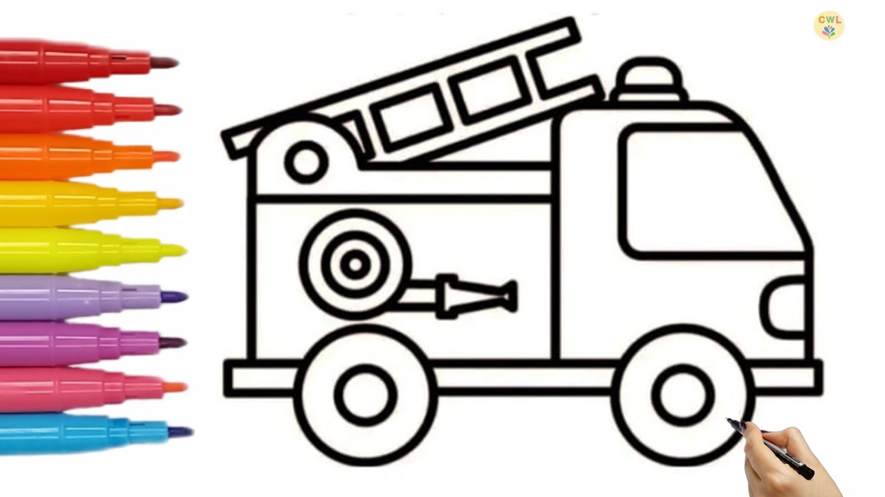 Fire truck coloring pages,for kids and toddlers. 🚒  #firetruck #forkids #car #coloring