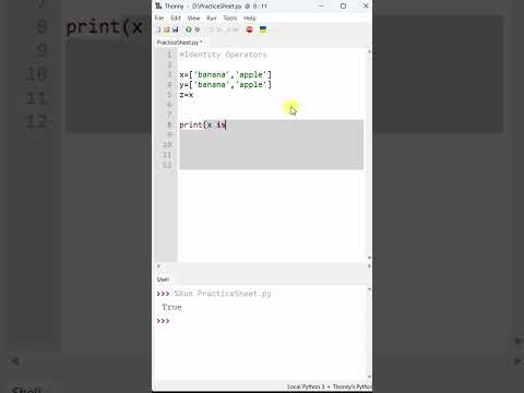 110 Example Of Identity Operators In Python In Python Python Tutorial Praveen Kumar