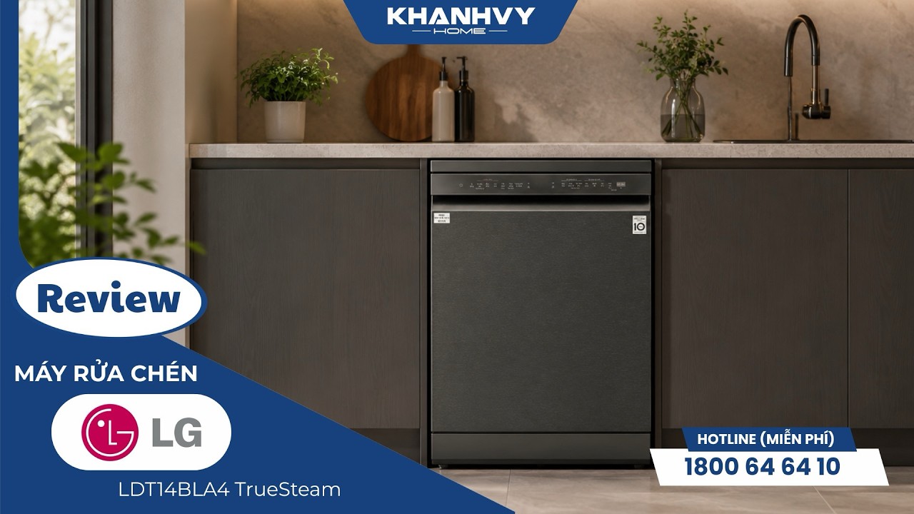 Máy rửa chén LG LDT14BLA4 TrueSteam màu đen