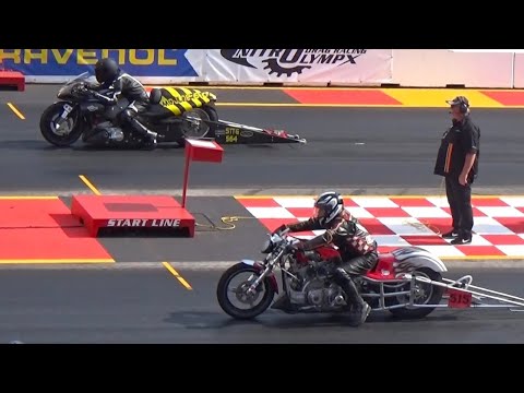 Super Twin Top Gas Bikes ROARING on German Dragstrip