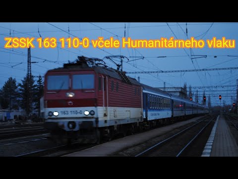 ZSSK 163 110-0 v čele Humanitárneho vlaku v Michaľanoch (3.3.2022)