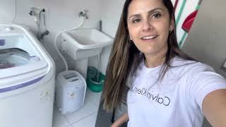 Maquina de lavar Petit, como organizo minha lavanderia e rodinho no banheiro.