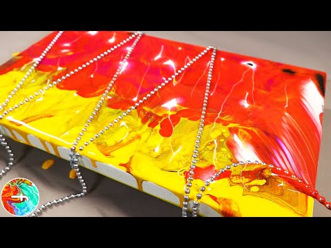 Chain pull painting - Pull after mixing on canvas - Acrylic pouring - fluidcomet