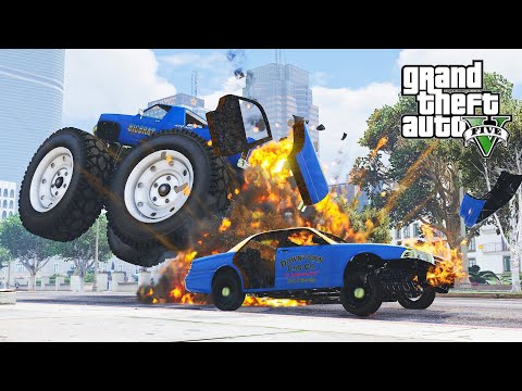 GTA 5 DECLASSE BIGBRAT MONSTER TRUCK CRASHES COMPILATION POLICE CHASE - DESTRUCTION