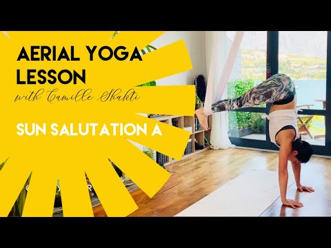 10 min Aerial Yoga Lesson - Sun Salutation A | Surya Namaskar | Warm up Class | CamiyogAIR