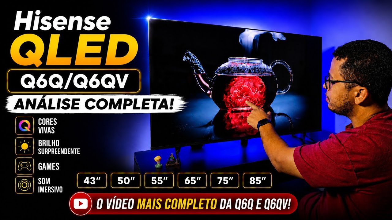 Miniatura da avaliação em vídeo de Smart TV Hisense 43Q6Q 43 Polegadas QLED 4K UHD