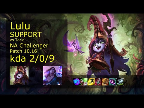 Lulu Support & Kog'Maw vs Taric & Ashe - NA Challenger 2/0/9 Patch 10.16 Gameplay