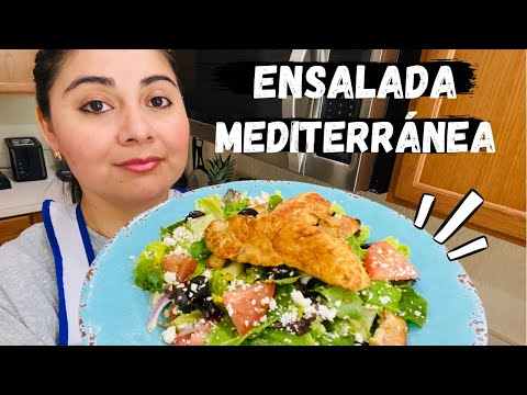 🥗‘ENSALADA MEDITERRÁNEA’ CON POLLO+ADEREZO ||GREEK SALAD RECIPE🥗Receta griega