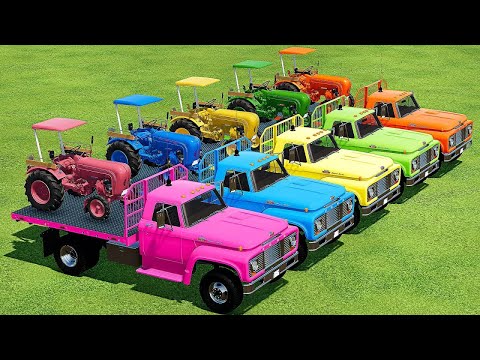 TRANSPORTING MINI PORSCH COLORED TRACTOR WITH FORD TRUCKS - Farming Simulator 22
