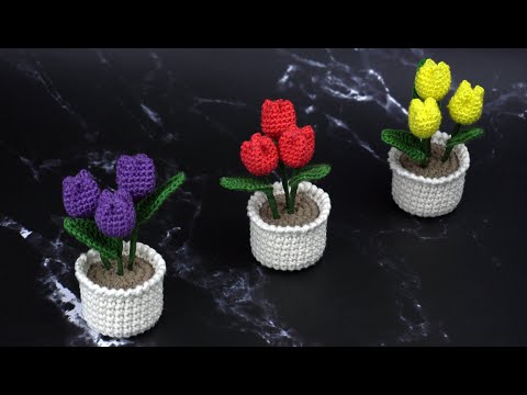 TULIPANES PEQUEÑOS EN CROCHET