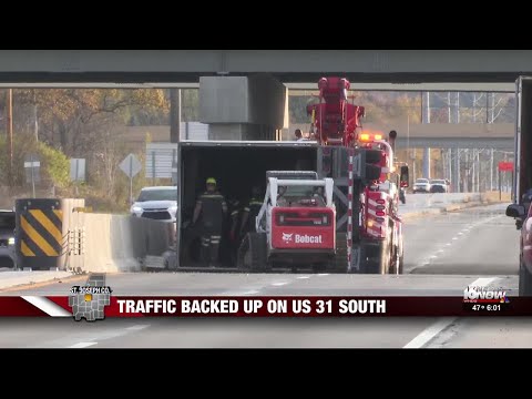 Traffic on US-31 South backed up due to overturned semi