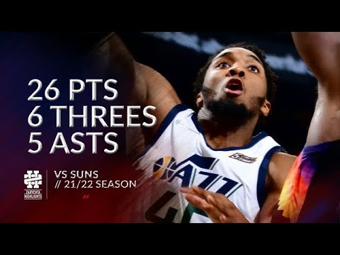 Donovan Mitchell 26 pts 6 threes 5 asts vs Suns 21/22 season