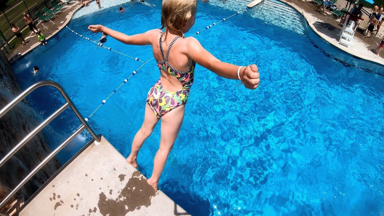 Jumping into a Deep Swimming Pool