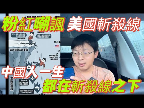 The "pink" (pro-American nationalists) mock America's cutoff score, laughing at someone who score...