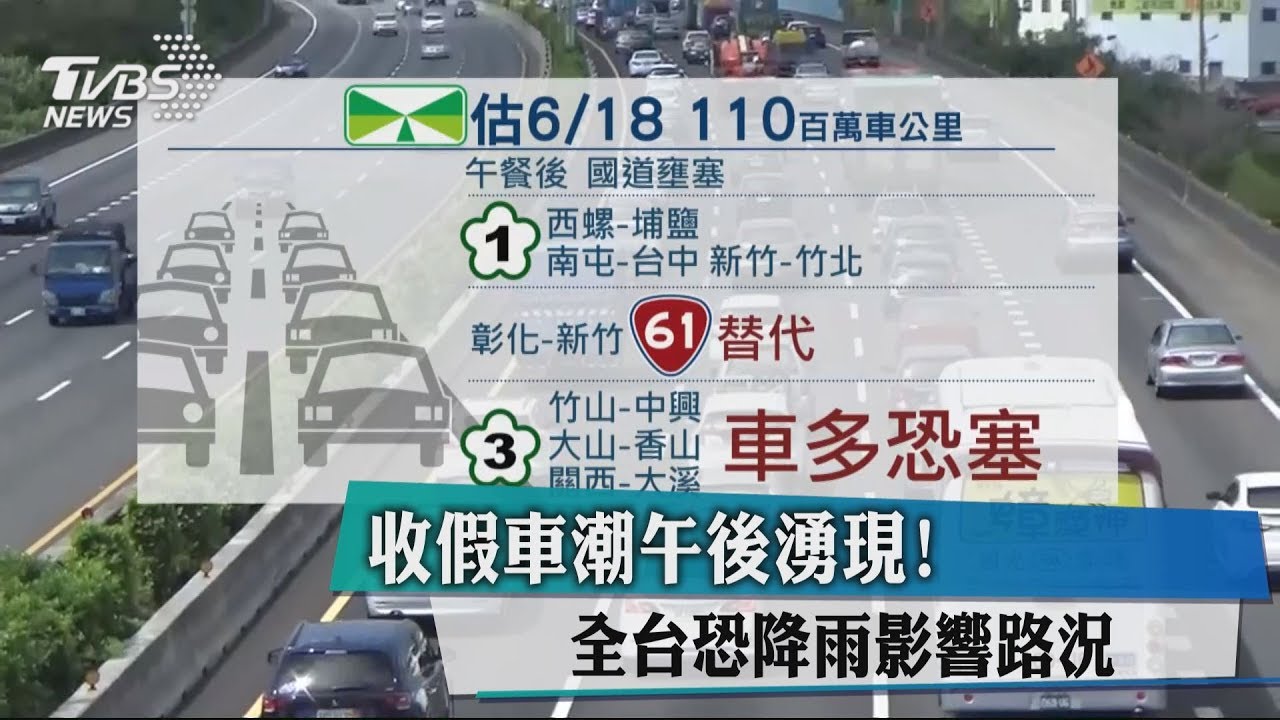 收假車潮午後湧現！　全台恐降雨影響路況
