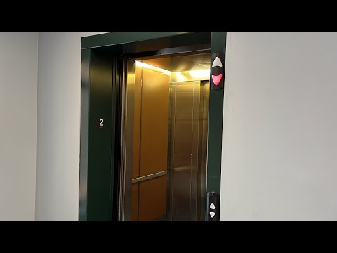 Green Doors!  Schindler 330A Elevator at Bacon Memorial District Library, Wyandotte MI