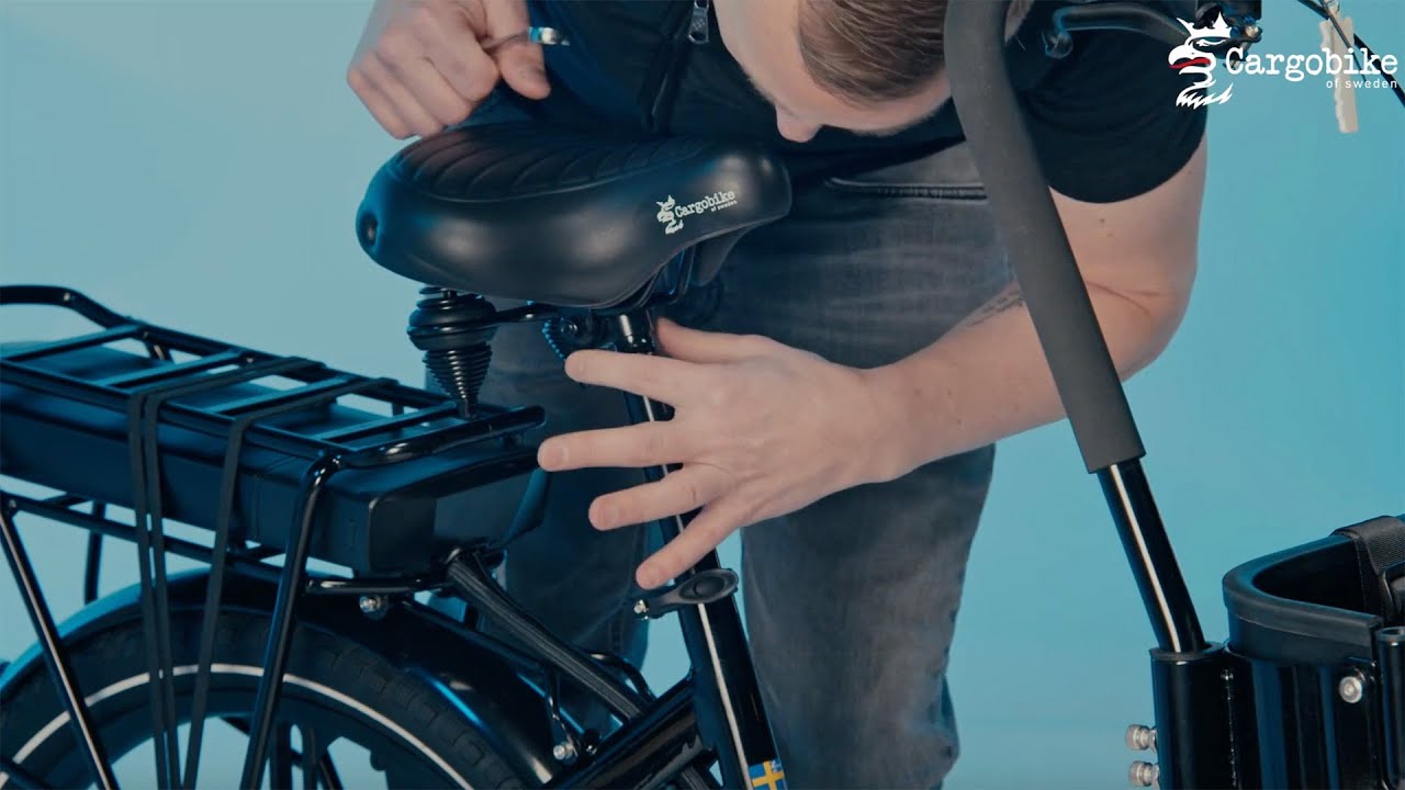 Sattelwinkel und -höhe an einem Cargobike anpassen